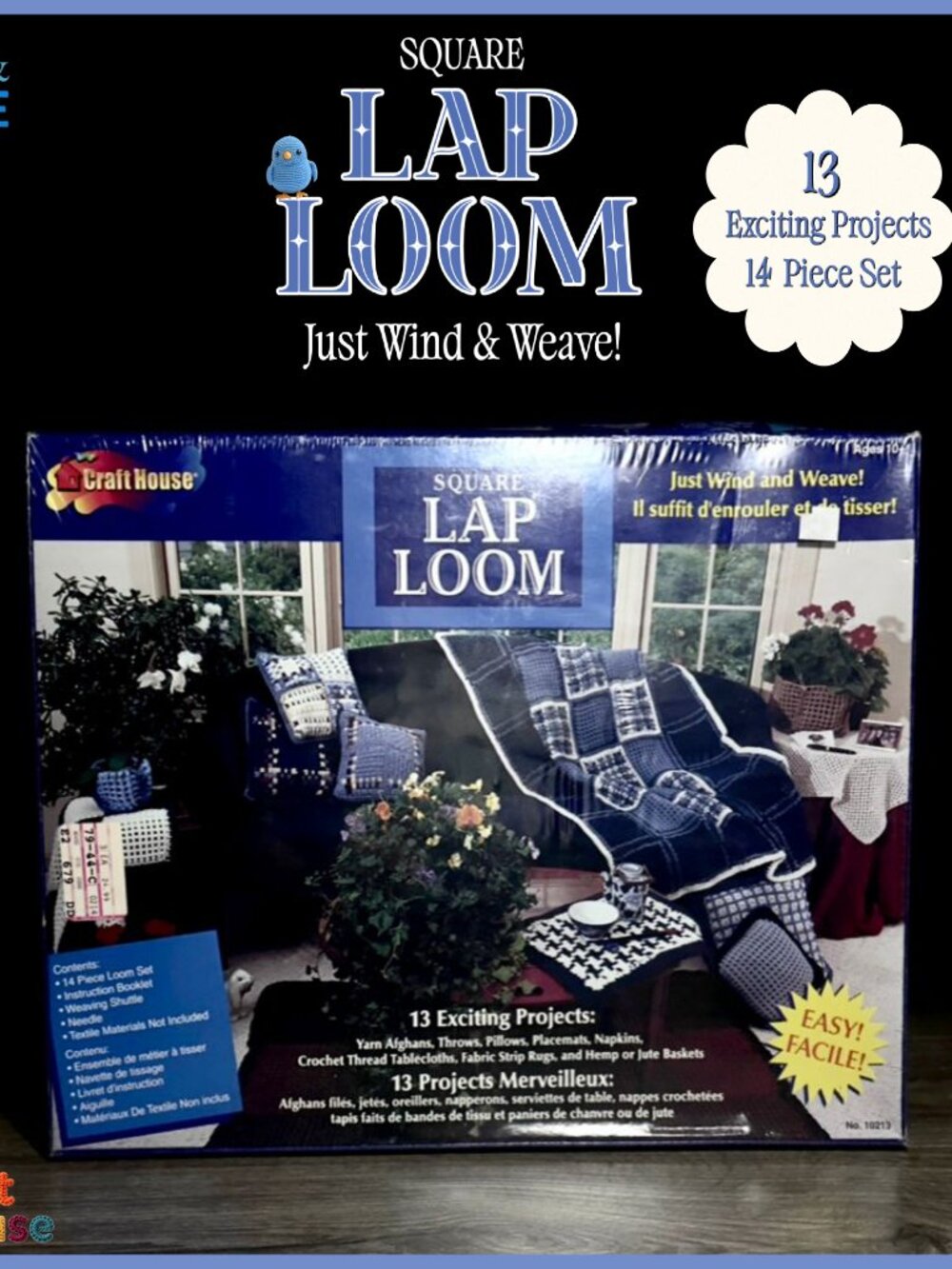 Vtg 1999 Craft House Square Lap Loom 6 1/8 in Weaving No. 10211 13 Pattern